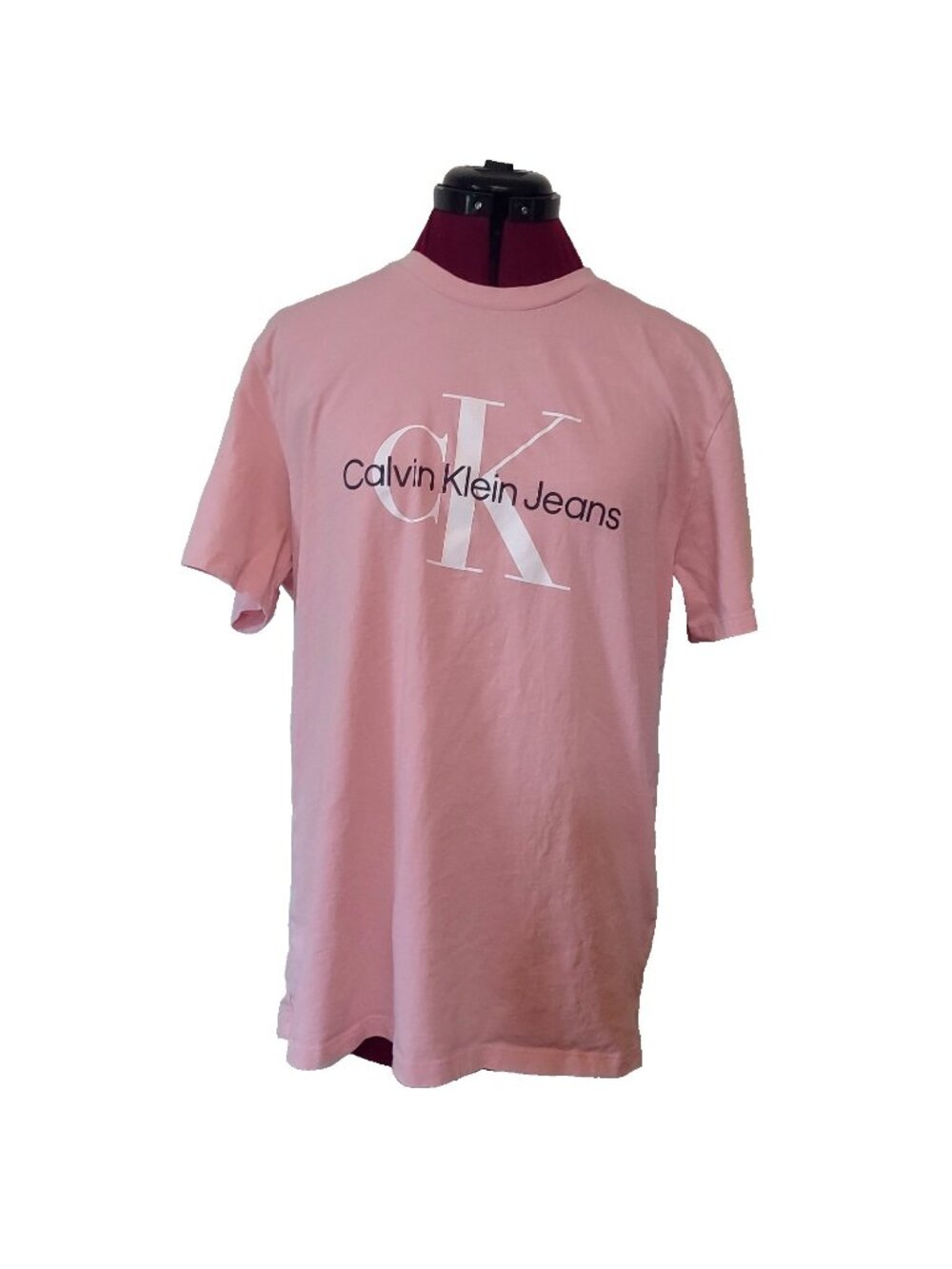 Calvin Klein Jeans Women's Large T-Shirt Pink Graphic Logo Short Sleeve L CK